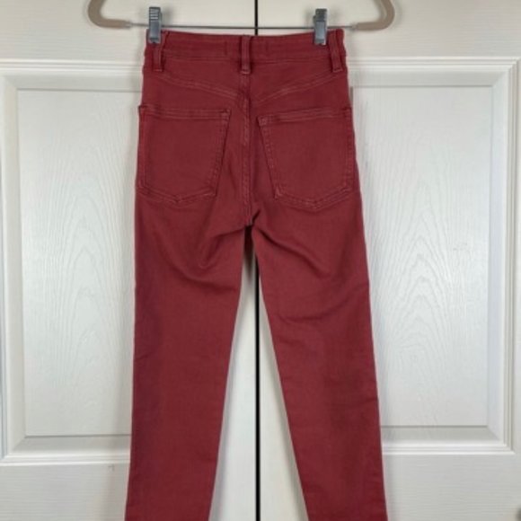 Free People Raw Hems High Rise Skinny Jeans Red 24 - Picture 3 of 10